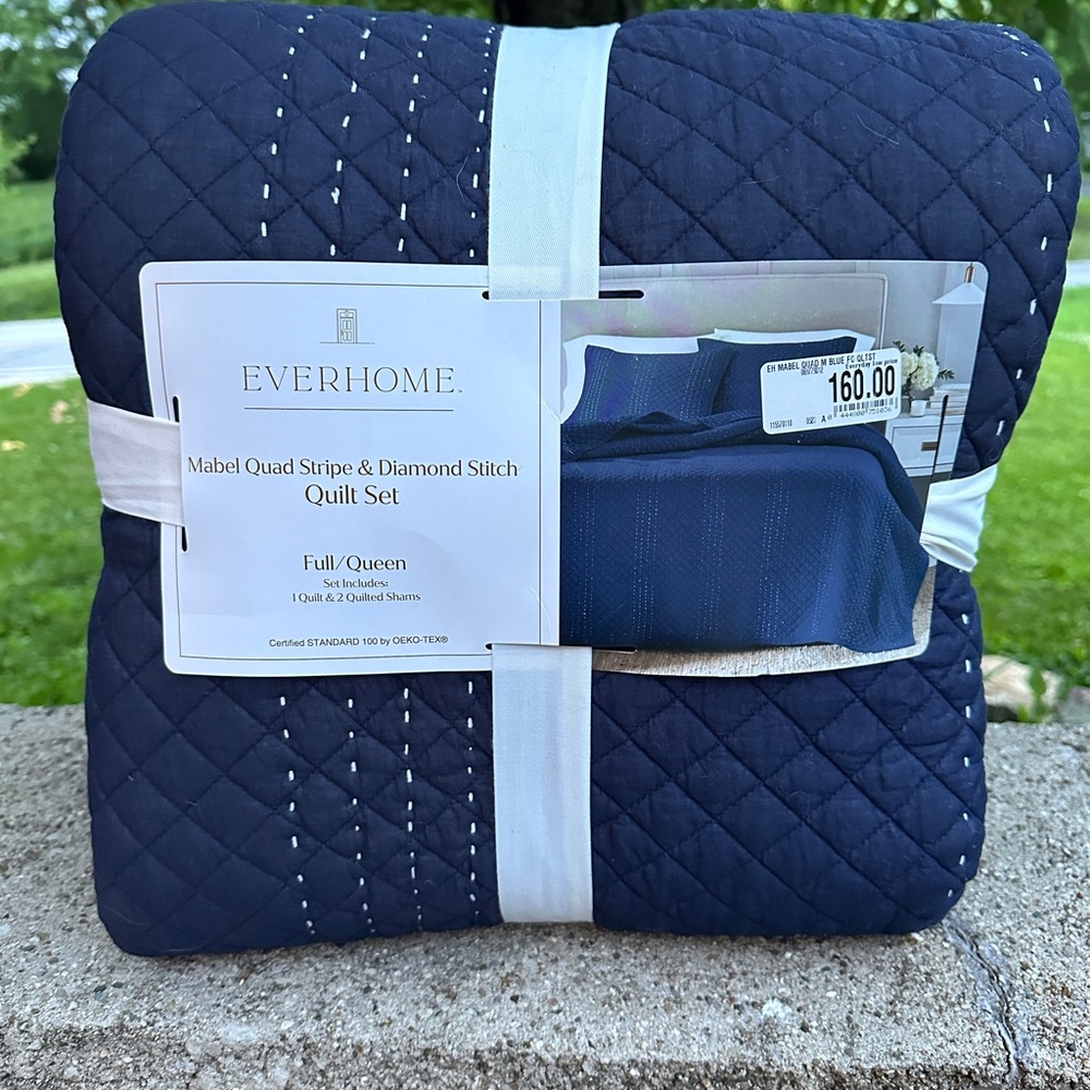 Navy Quilt Set - Full/Queen